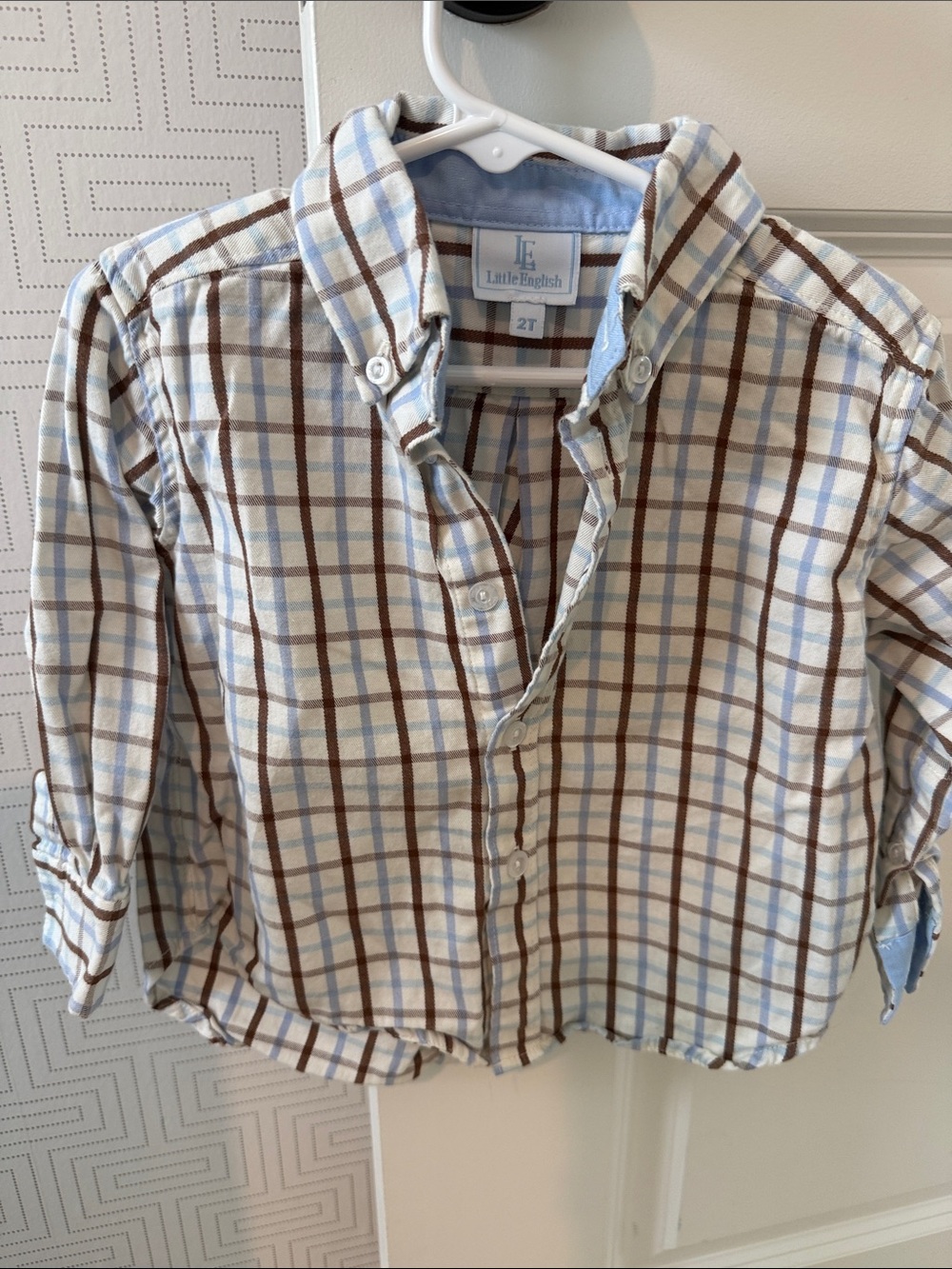 Little English Blue & Brown Brownfield Plaid Button-Down Shirt